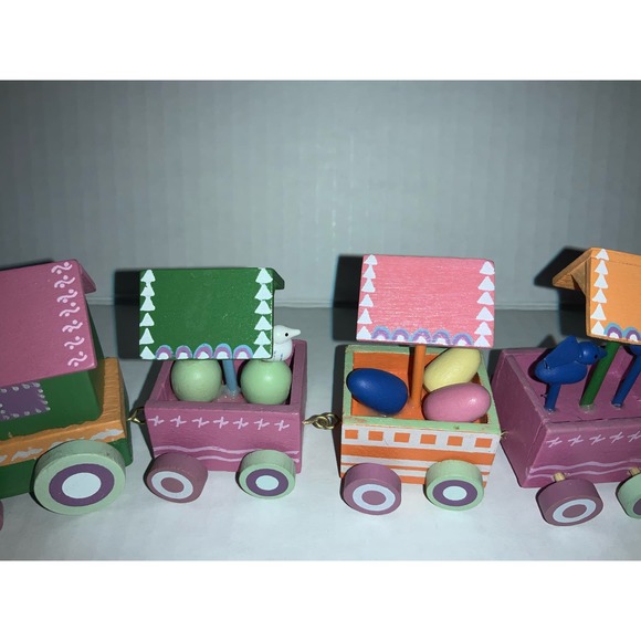 Vintage Cottontale Collection 7 PC Wooden Easter Train Set in box. - Picture 3 of 7